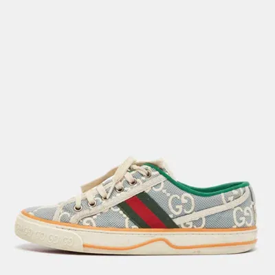 Pre-owned Gucci Blue/white Gg Canvas Tennis 1977 Sneakers Size 38