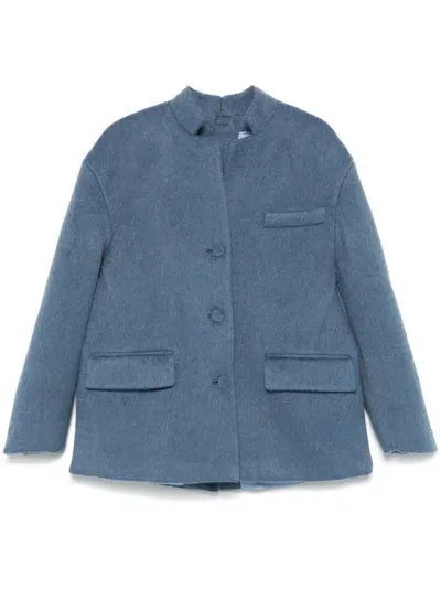 Gucci Brushed-finish Coat In Blue