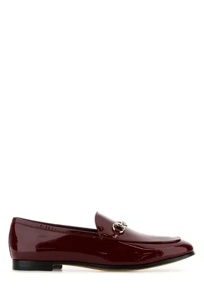 Gucci Burgundy Leather Loafers In Rosso Ancora