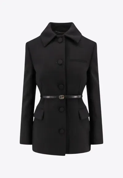 Gucci Buttoned Wool Blazer In Black