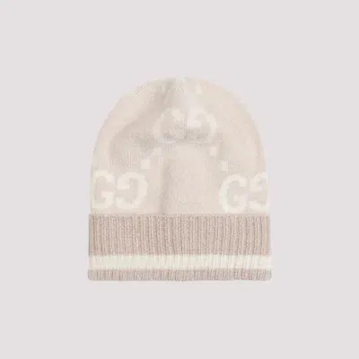 Gucci Camel White Lux Canvy Cashmere Hat In Nude & Neutrals