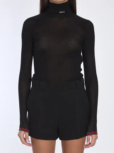 Gucci Cashmere And Silk Blend Top In Black