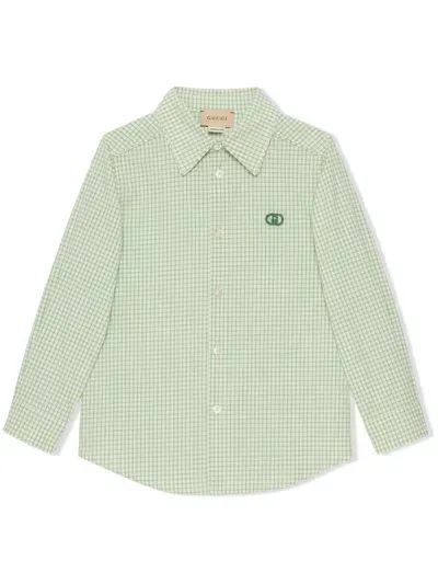 Gucci Kids' Check-print Shirt In Green