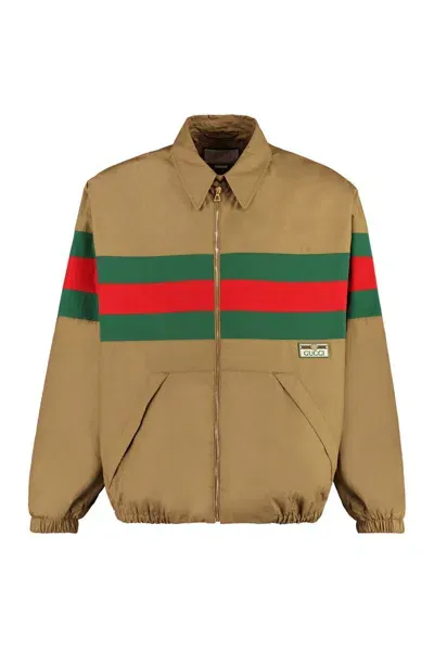 Gucci Zippered Cotton Jacket In Brown