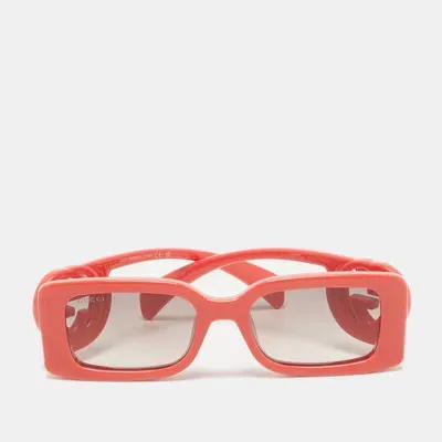 Pre-owned Gucci Coral Orange Gradient Gg1325sinterlocking G Rectangular Sunglasses