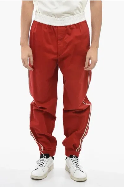 Gucci Cotton Drill Military Trousers With Buckles In Red