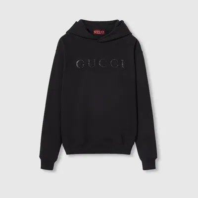 Gucci Cotton Jersey Hooded Sweatshirt In Black