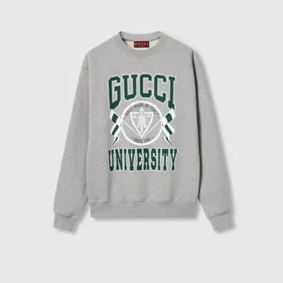 Gucci Cotton Jersey Printed Sweatshirt In 1230 Grey Melange/mc