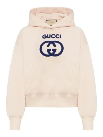 Gucci Cotton Jersey Sweatshirt With Embroidery In Pink