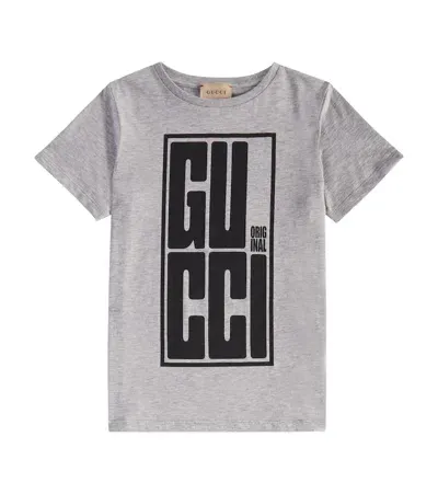 Gucci Kids' T-shirt Aus Baumwoll-jersey In Grau