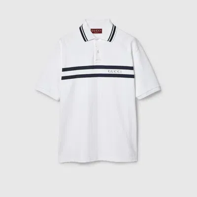 Gucci Cotton Polo Shirt With  Print In White