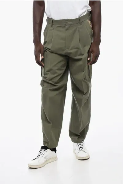 Gucci Cotton Ripstop Cargo Pants With Monogram Fabric Inserts In Green