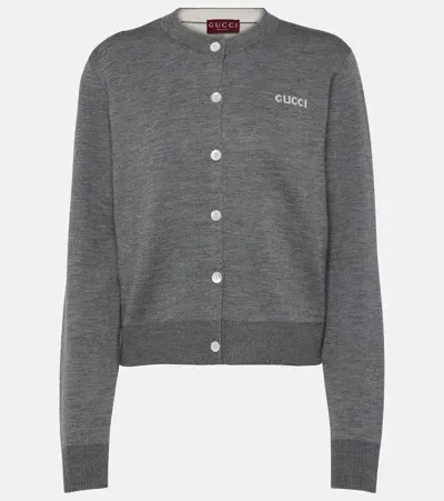 Gucci Cotton, Wool, And Silk-blend Cardigan In Grey