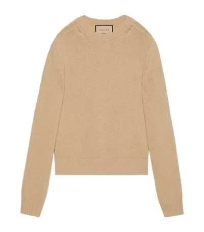 Gucci Neutral Logo-embroidered Wool Jumper In Neutrals