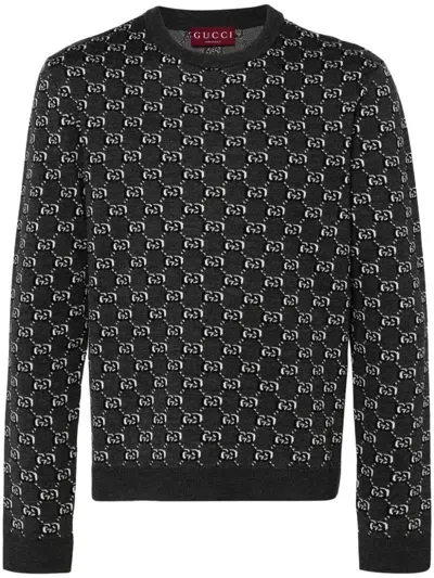 Gucci Crew-neck Sweater With Logo In Grey