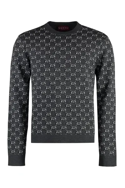 Gucci Crew-neck Wool Sweater In Gray