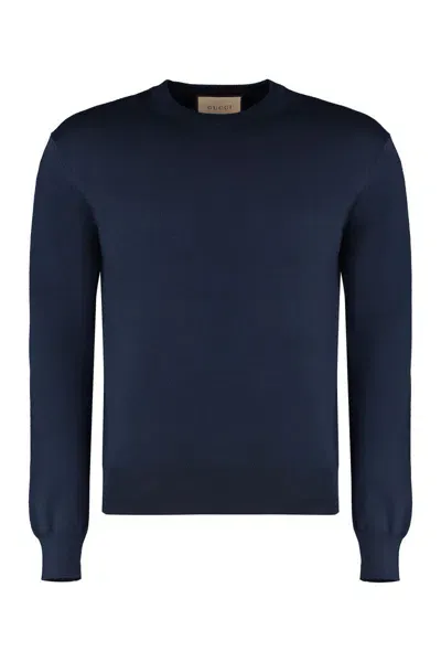 Gucci Crew-neck Wool Sweater In Blue