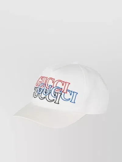 Gucci Baseball Hat With Embroidery In White,multi