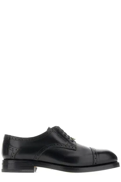 Gucci Interlocking G-plaque Leather Brogues In Black