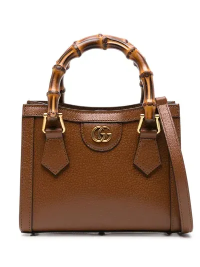 Gucci Diana Mini Leather Tote Bag In Brown