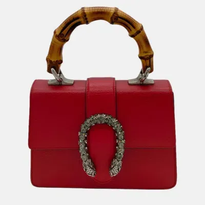 Pre-owned Gucci Dionysus Bamboo Top Handle Bag In Red