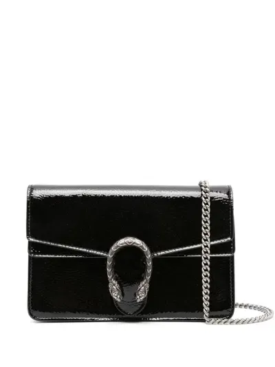 Gucci Dionysus Patent Leather Mini Bag In Black