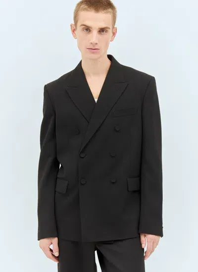 Gucci Double-breasted Wool Blazer In Black