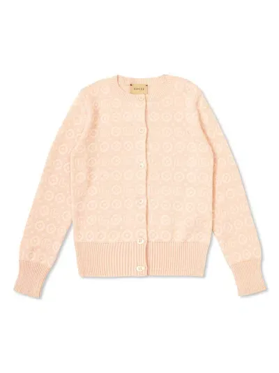 Gucci Kids' Double G Cardigan In Pink