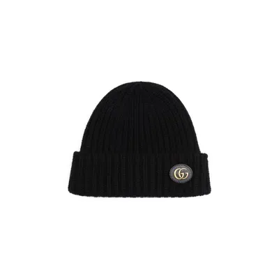 Gucci Double G Knitted Beanie In Black