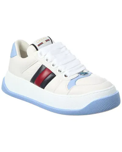 Gucci Double Screener Leather Sneakers In White