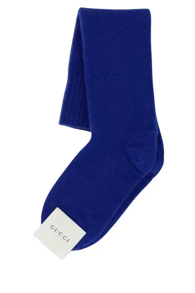 Gucci Logo Patch Socks In Blue