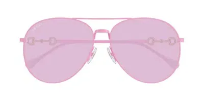 Gucci Eyewear Aviator Frame Sunglasses In Pink