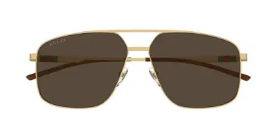 Gucci Eyewear Navigator Frame Sunglasses In Gold