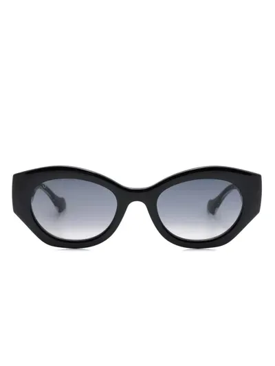 Gucci La Piscine Oval-frame Sunglasses In Black