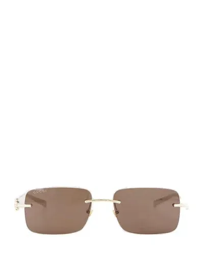 Gucci Eyewear Rectangle Frame Sunglasses In Gold