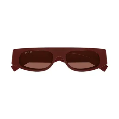 Gucci Eyewear Rectangle Frame Sunglasses In Red