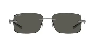 Gucci Eyewear Rectangular Frame Sunglasses In Silver