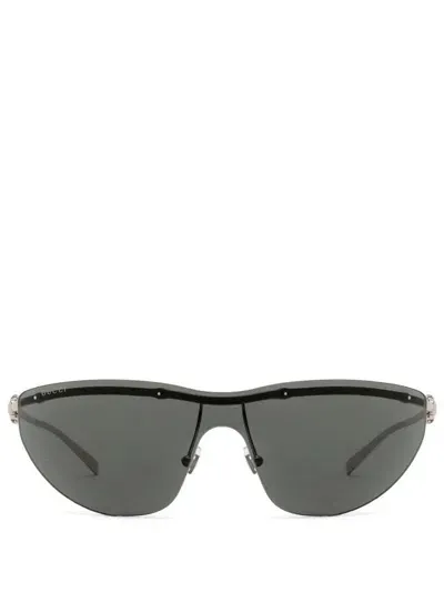 Gucci Eyewear Shield Frame Sunglasses In Silver