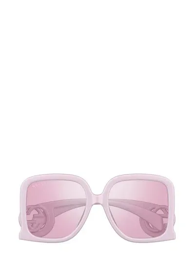 Gucci Eyewear Rectangle Frame Sunglasses In Pink