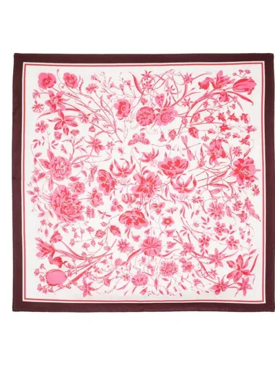 Gucci Floral-print Silk Scarf In Pink