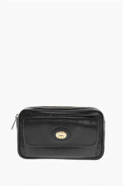 Gucci Fluffy Belt Bag With Metal Logo In Black