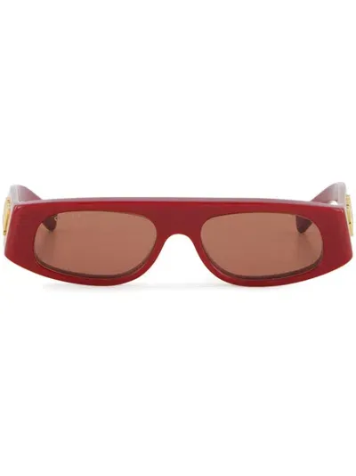 Gucci Geometric-frame Sunglasses In Red