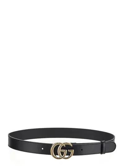 Gucci Gg Belt Marmor In Black