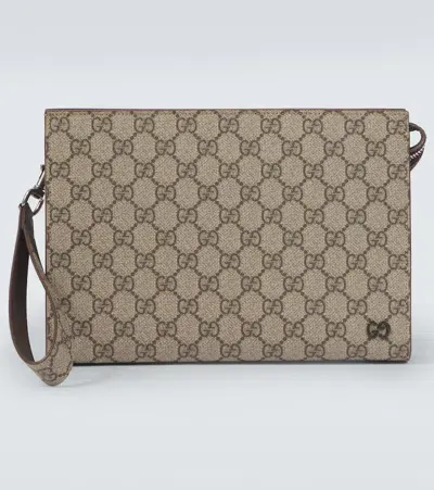 Gucci Gg Canvas Pouch In Gray