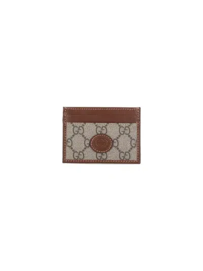 Gucci 'gg' Card Holder In Beige