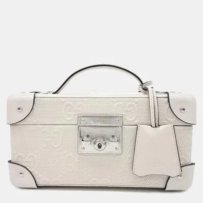 Pre-owned Gucci Gg Embossed Jewelry Case In Cream