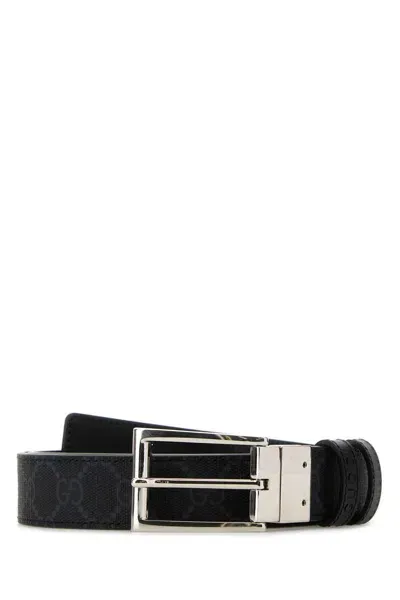 Gucci Gg Fabric Reversible Belt In Blackblack