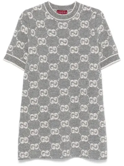 Gucci Gg-jacquard Mini Dress In Grey