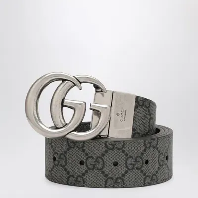 Gucci Gg Marmont Belt In Supreme Fabric Grey/black