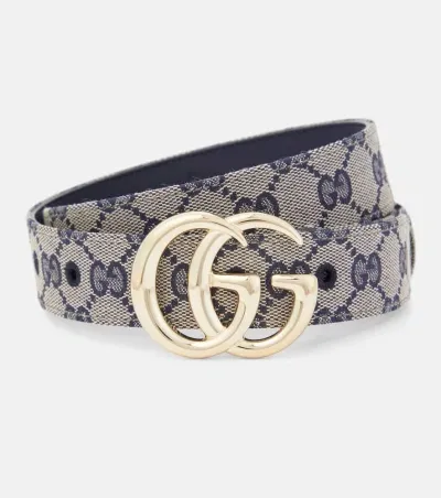 Gucci Gg Marmont Leather Belt In Blue